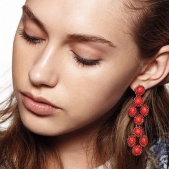 Stella & Dot | Retired Versatile 3-in-1 Coral Red Sardinia Earrings - Picture 6 of 15